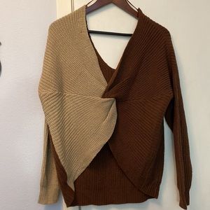 Love Tree Color block back-twist sweater- Size L